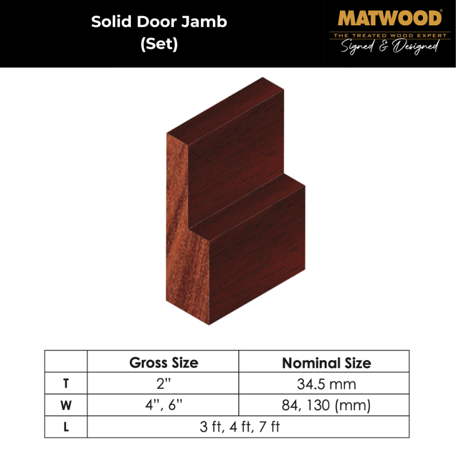 Matimco Matwood Solid Door Jamb Set 2 x 4 / 6 x 17